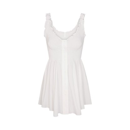 POPLIN APPAREL MINI SMOCKED DRESS - SNOW - image 6