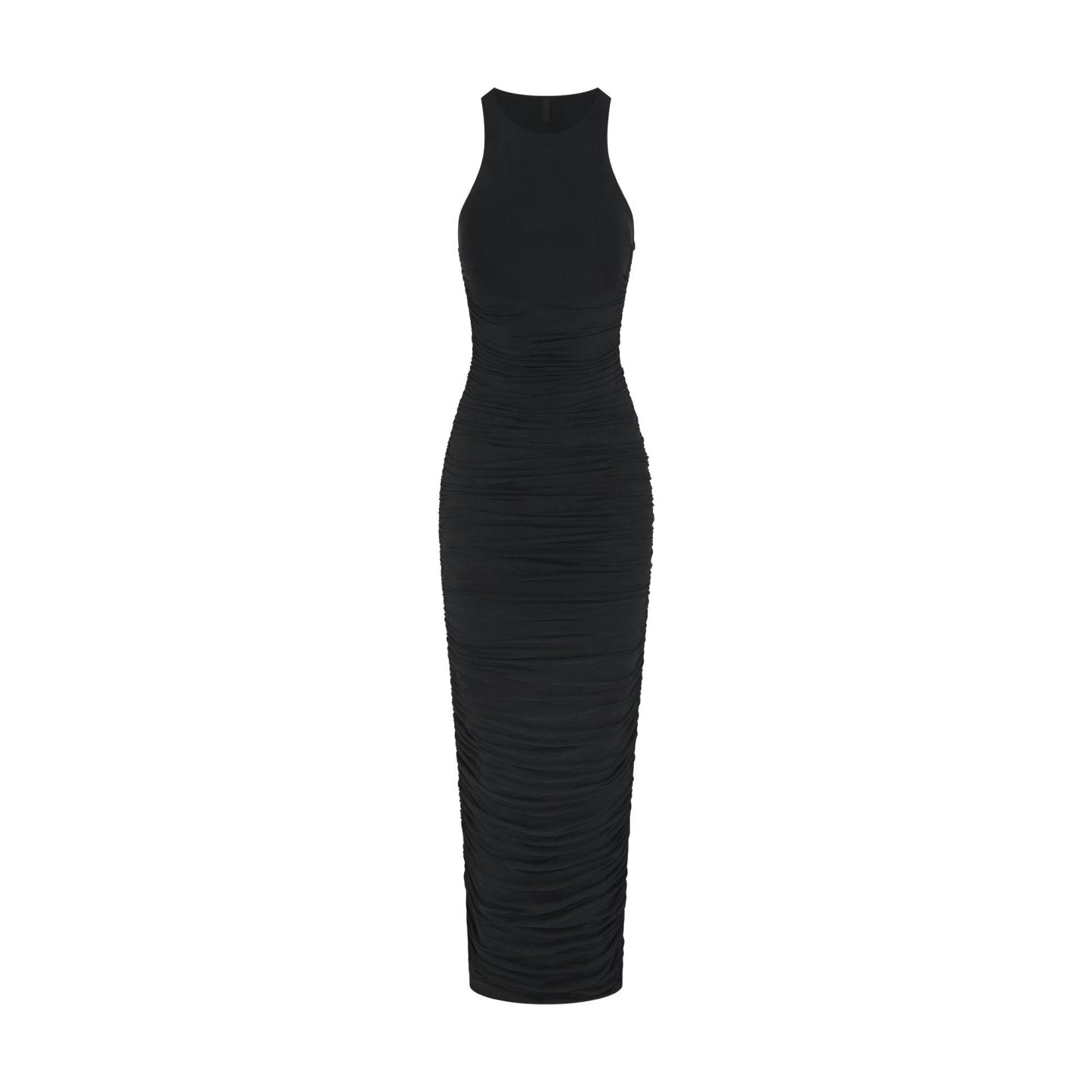 CUPRO JERSEY RUCHED LONG DRESS - OBSIDIAN - image 19