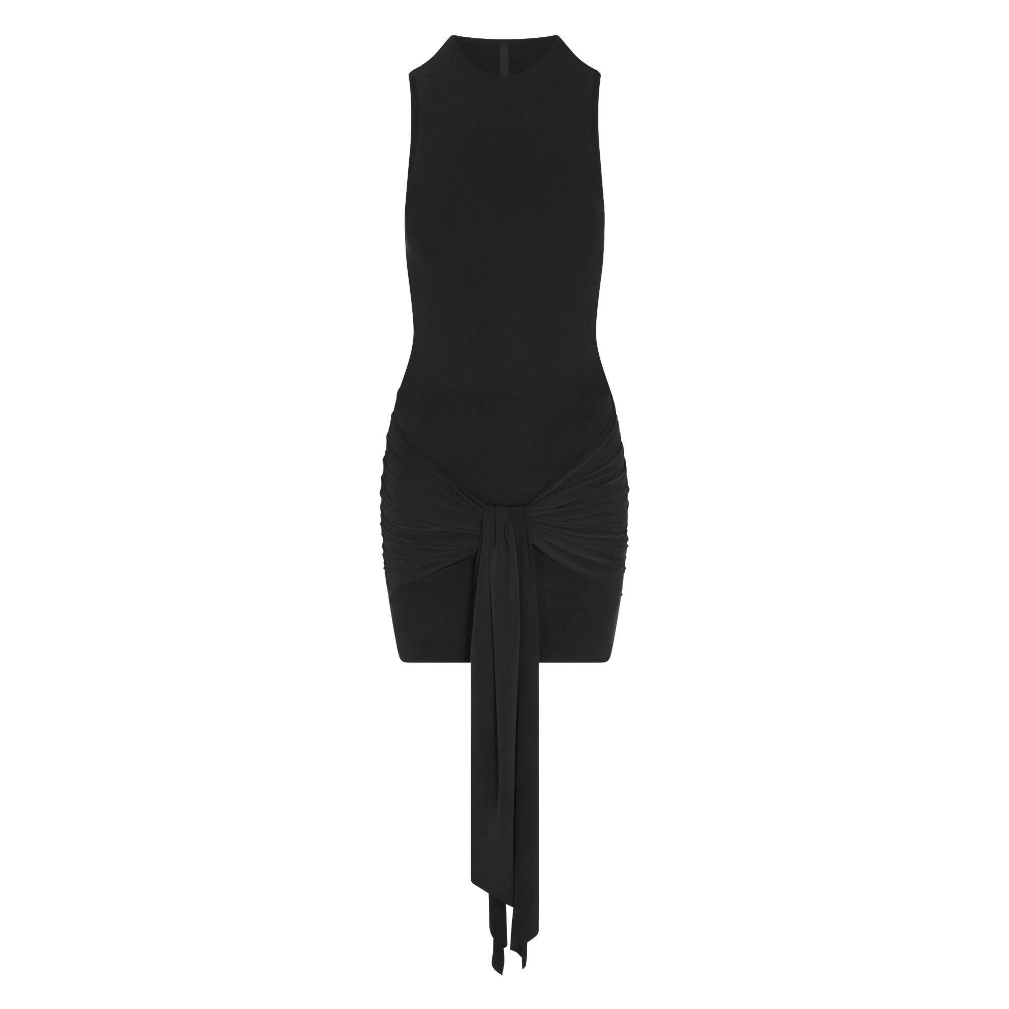 CUPRO JERSEY WRAP MINI DRESS - OBSIDIAN - image 17