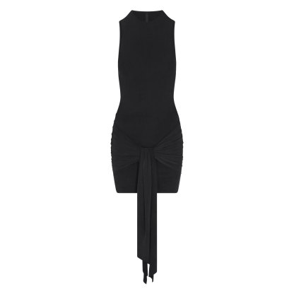 CUPRO JERSEY WRAP MINI DRESS - OBSIDIAN - image 17