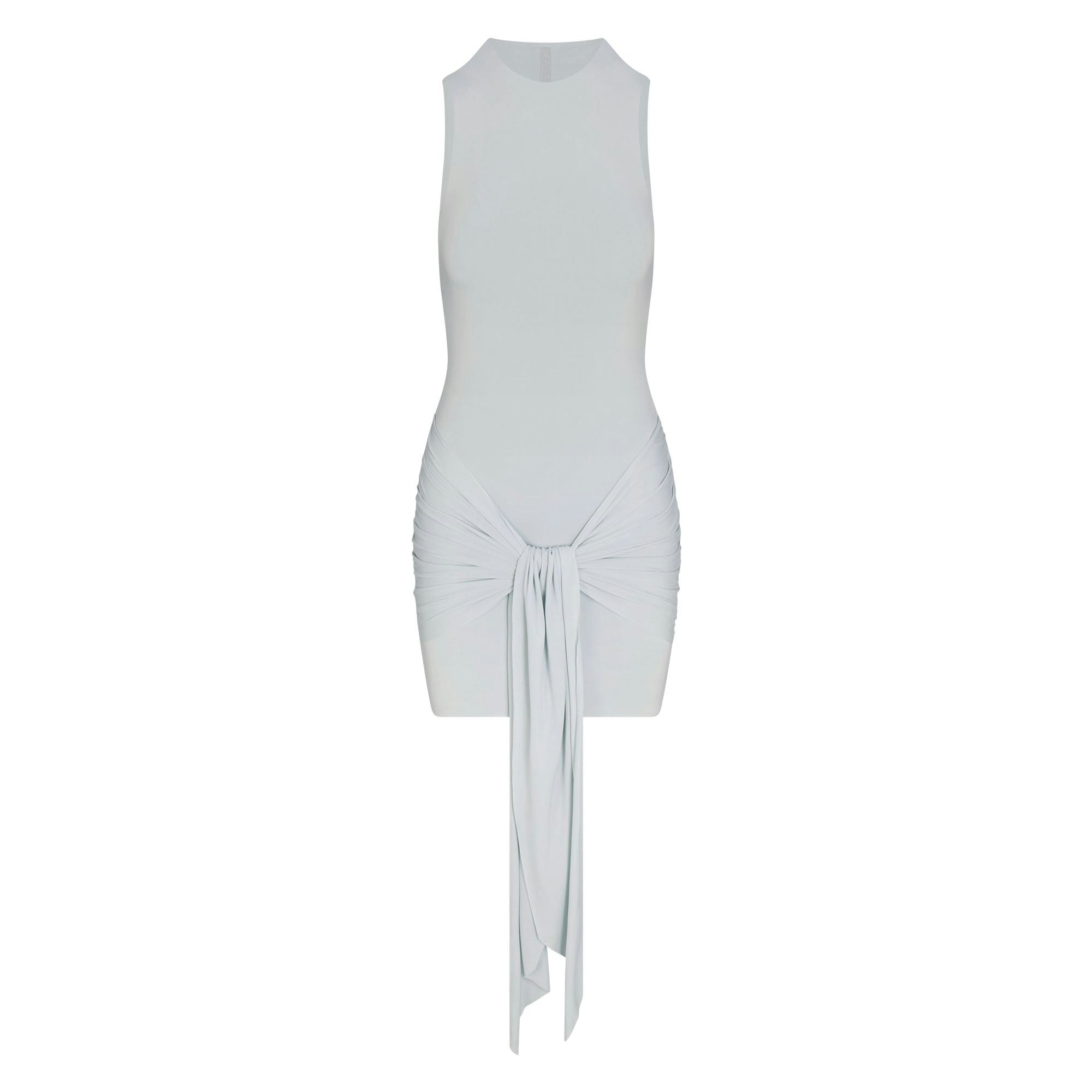 CUPRO JERSEY WRAP MINI DRESS - PEARL - image 5
