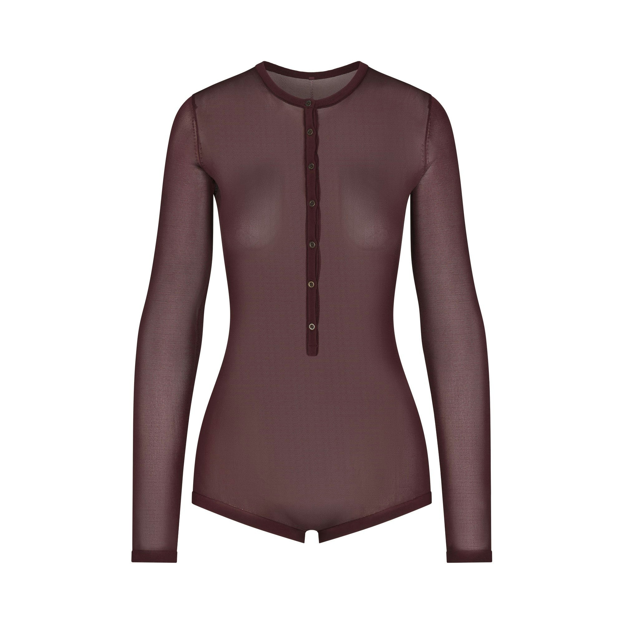 SLINKY KNIT BUTTON UP HENLEY ONESIE - CURRANT - image 6