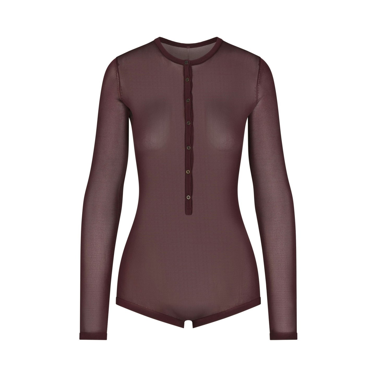 SLINKY KNIT BUTTON UP HENLEY ONESIE - CURRANT - image 6