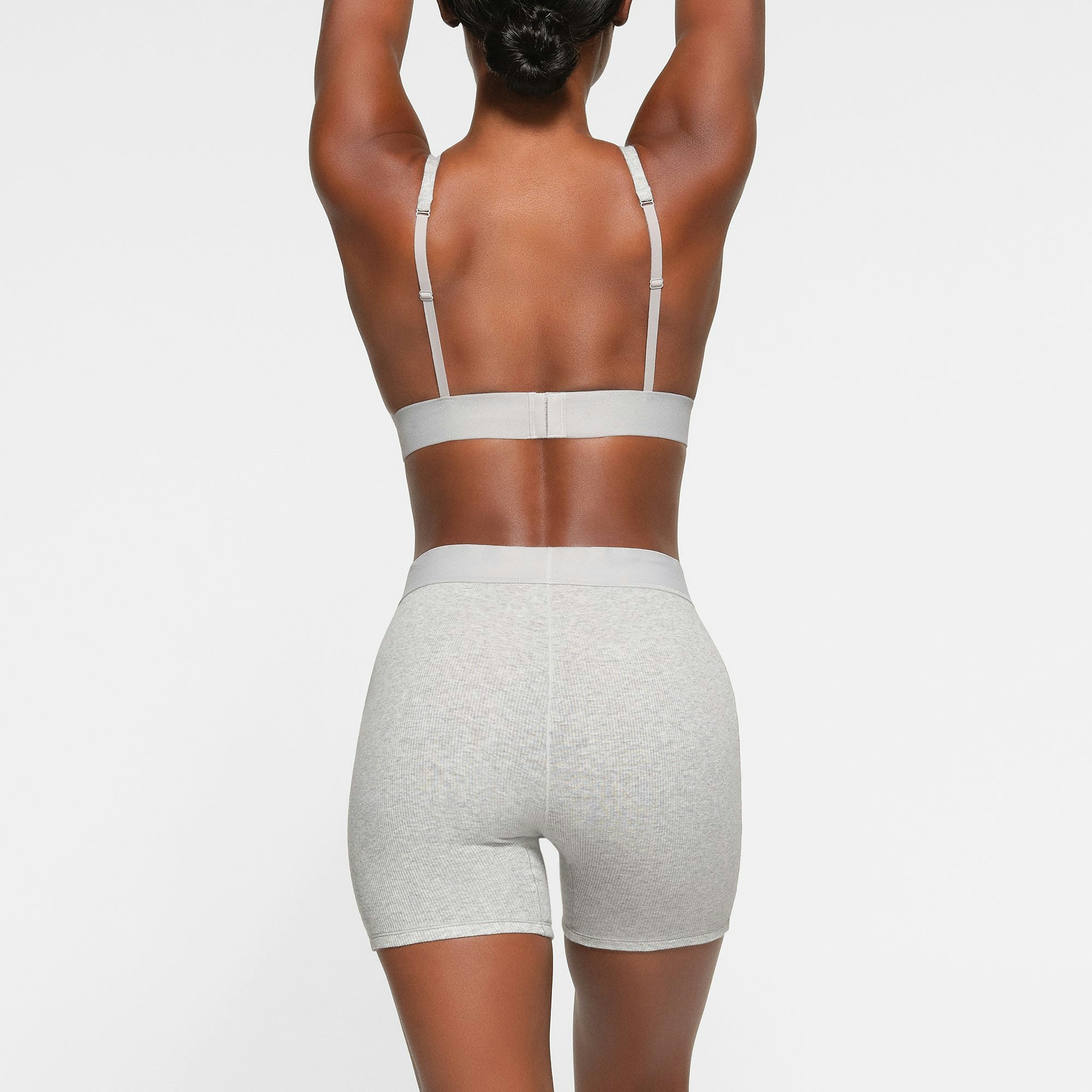 COTTON RIB BOXER - LIGHT HEATHER GREY