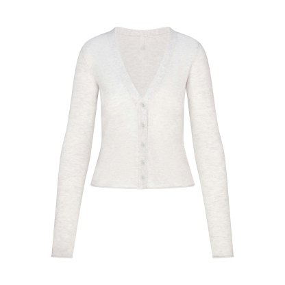 FEATHERWEIGHT CASHMERE CARDIGAN - LIGHT HEATHER GREY - image 10