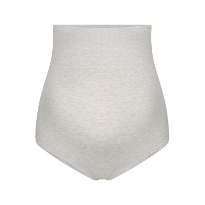 COTTON JERSEY MATERNITY HIGH-WAISTED BRIEF - LIGHT HEATHER GREY
