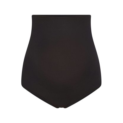 COTTON JERSEY MATERNITY HIGH-WAISTED BRIEF - SOOT