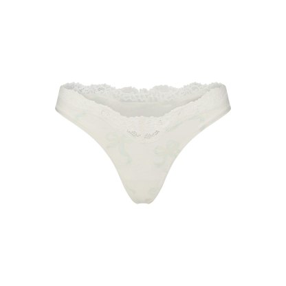 FITS EVERYBODY LACE DIPPED THONG 5-PACK - IVORY PEARL BOW MULTI