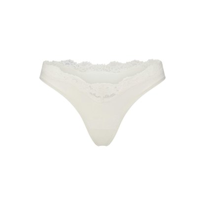 FITS EVERYBODY LACE DIPPED THONG 5-PACK - IVORY PEARL BOW MULTI