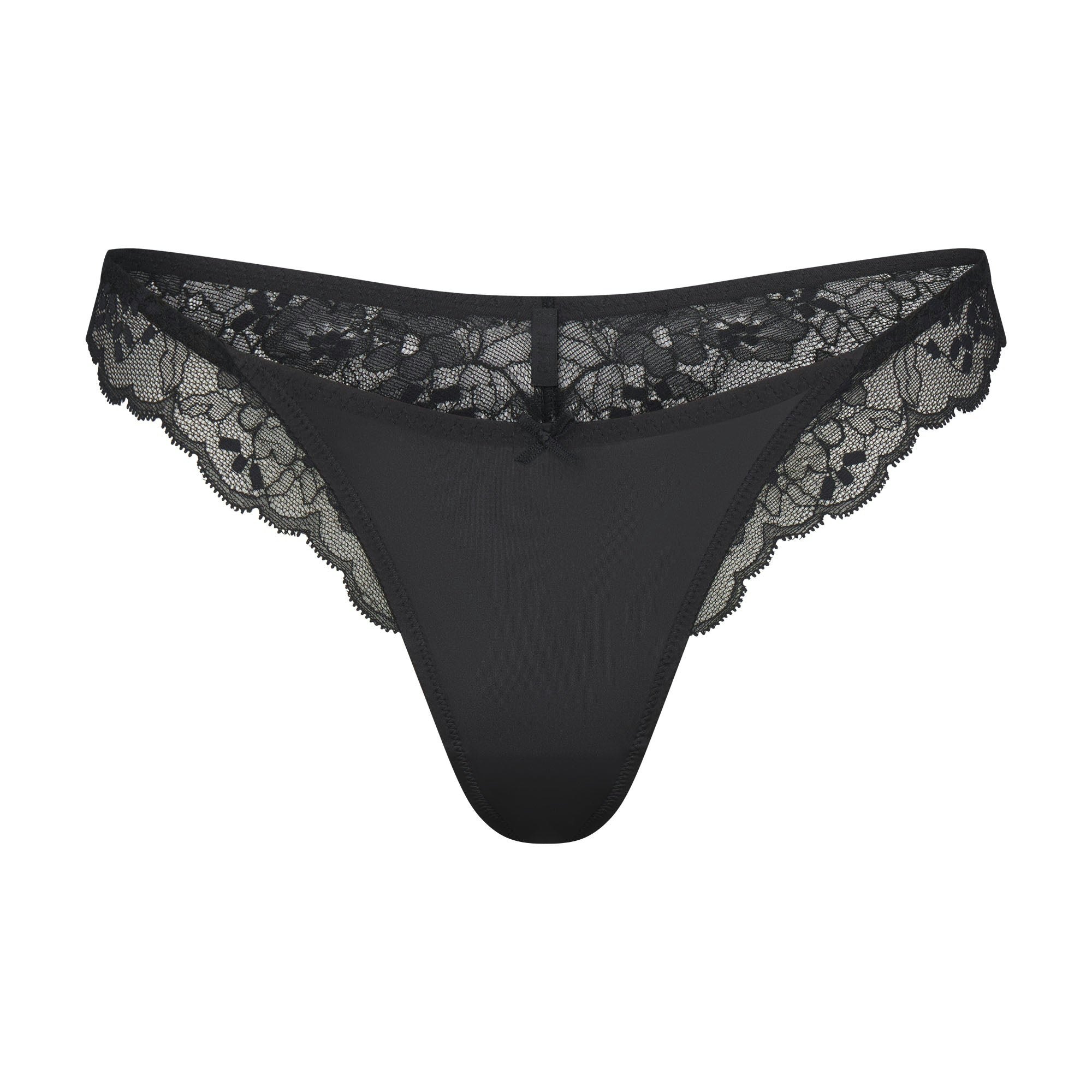 SKIMS LACE THONG - ONYX