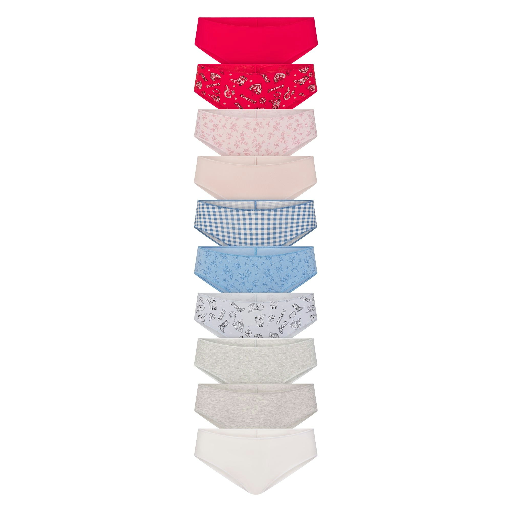 LIGHTWEIGHT COTTON RUCHED BACK HIPSTER 10-PACK - DAINTY FLORAL MULTI