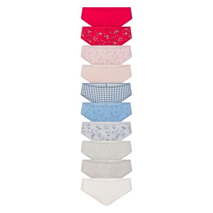 LIGHTWEIGHT COTTON RUCHED BACK HIPSTER 10-PACK - DAINTY FLORAL MULTI