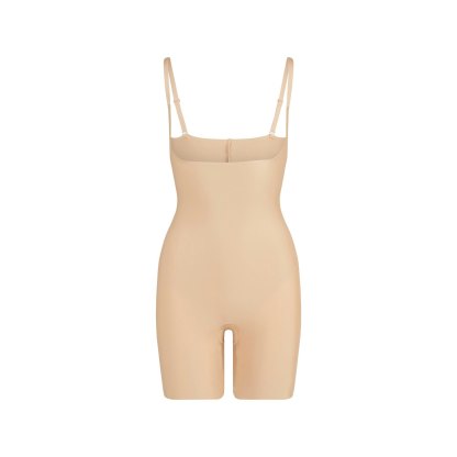 SKIMS BODY CORE SCULPT OPEN BUST MID THIGH BODYSUIT - CLAY