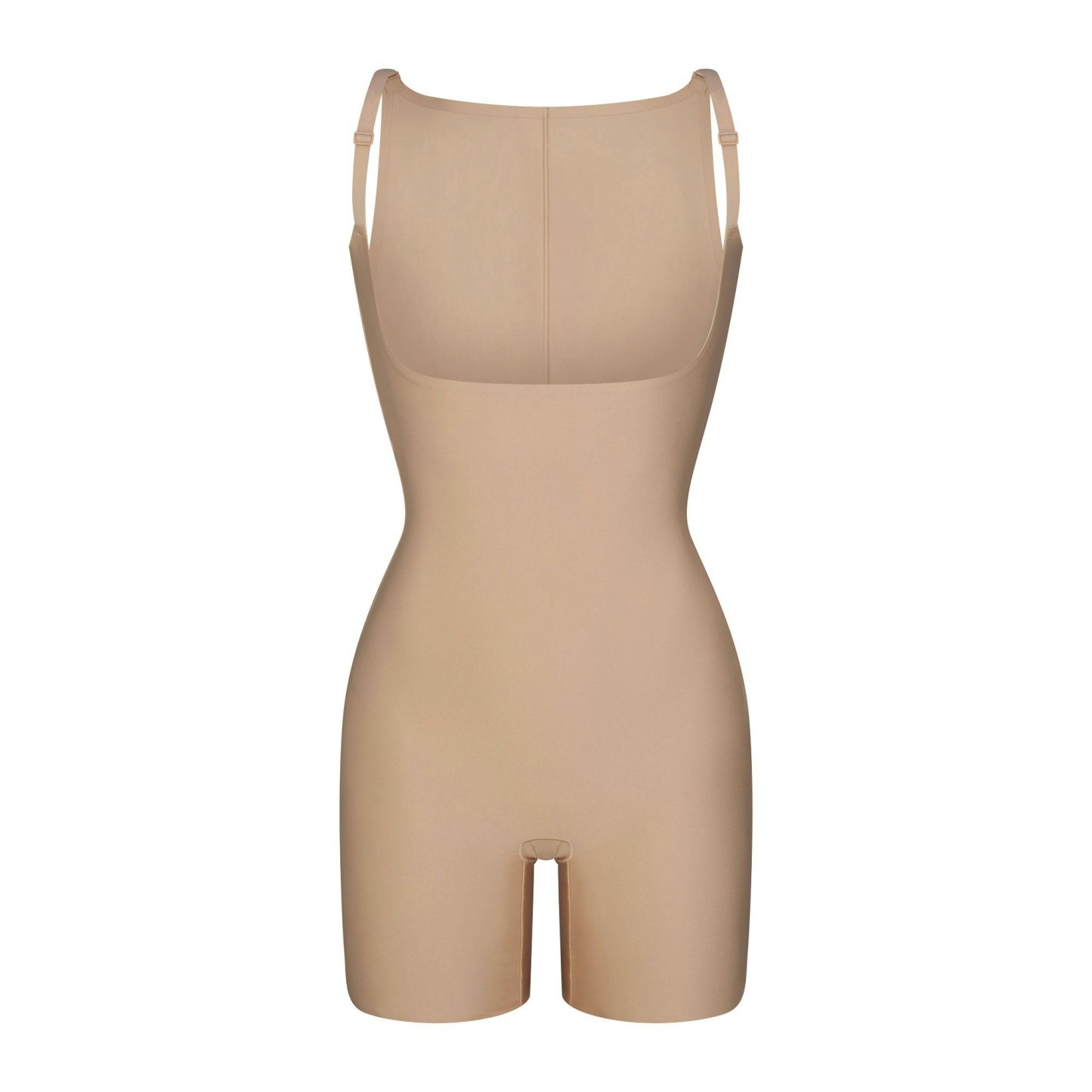 SKIMS BODY CORE SCULPT BACK SMOOTHING OPEN BUST MID THIGH BODYSUIT - CLAY