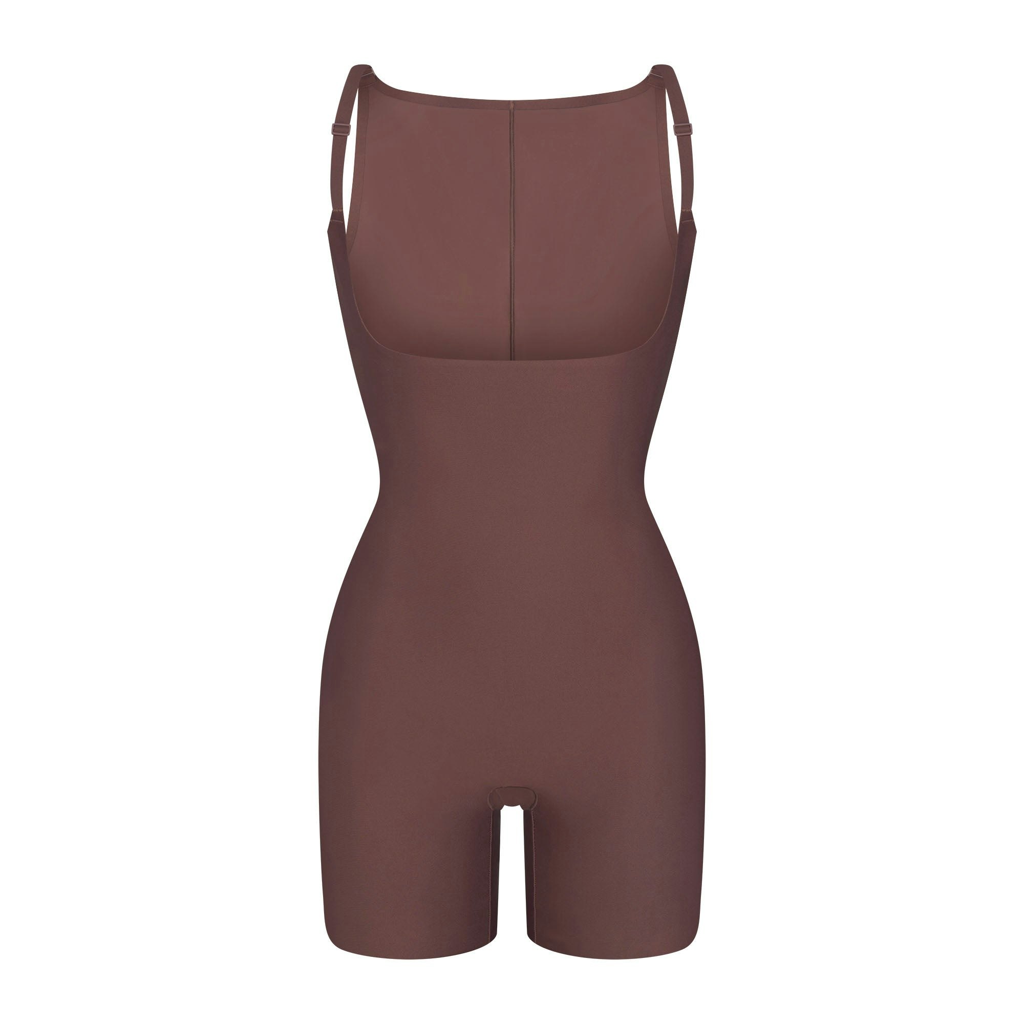 SKIMS BODY CORE SCULPT BACK SMOOTHING OPEN BUST MID THIGH BODYSUIT - COCOA