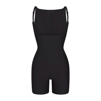 SKIMS BODY CORE SCULPT BACK SMOOTHING OPEN BUST MID THIGH BODYSUIT - ONYX