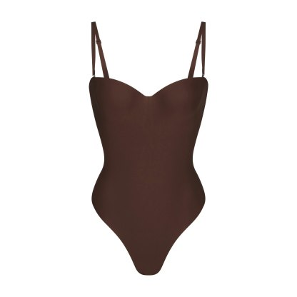 SKIMS BODY UNDERWIRE THONG BODYSUIT - COCOA