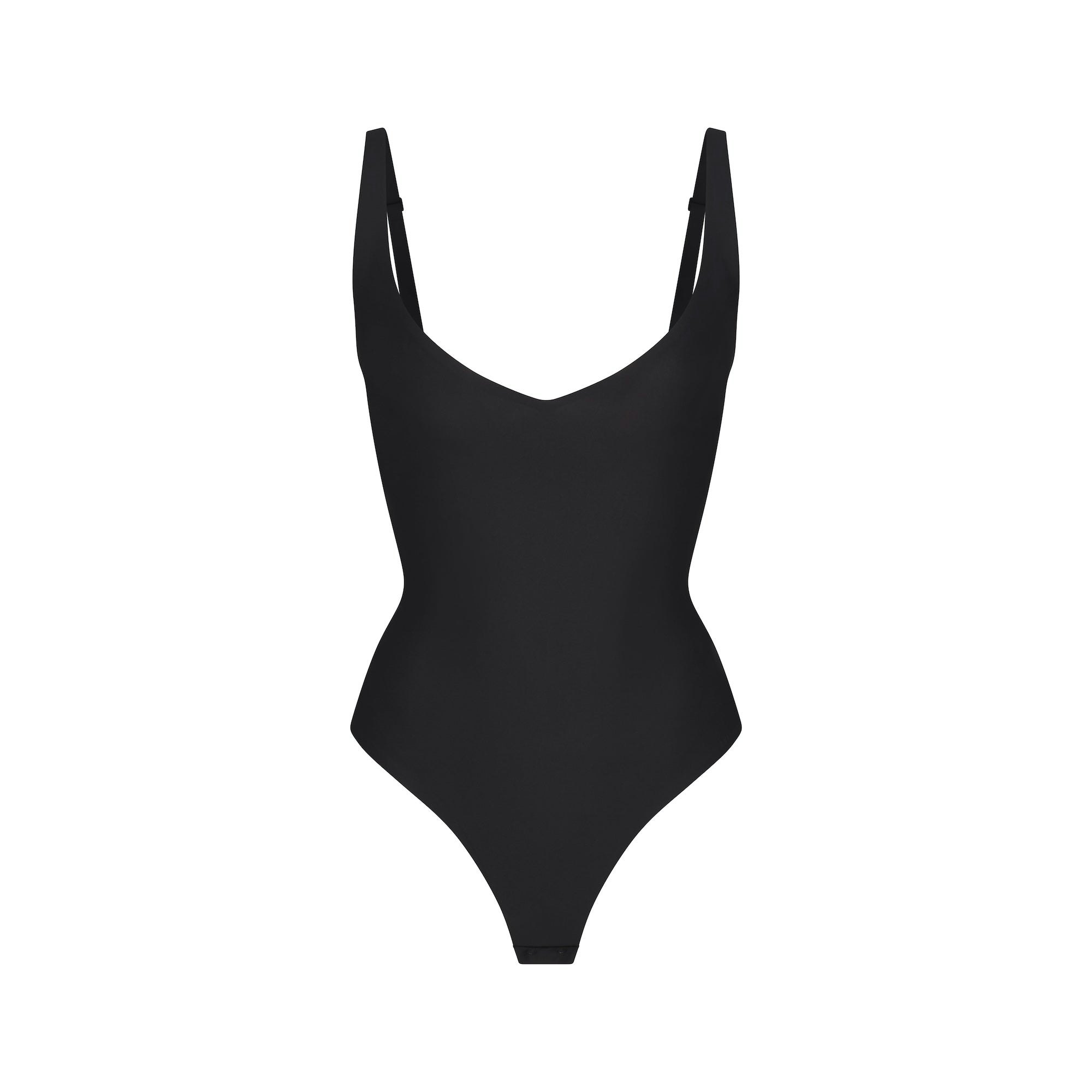 SKIMS BODY CORE SCULPT PLUNGE THONG BODYSUIT - ONYX