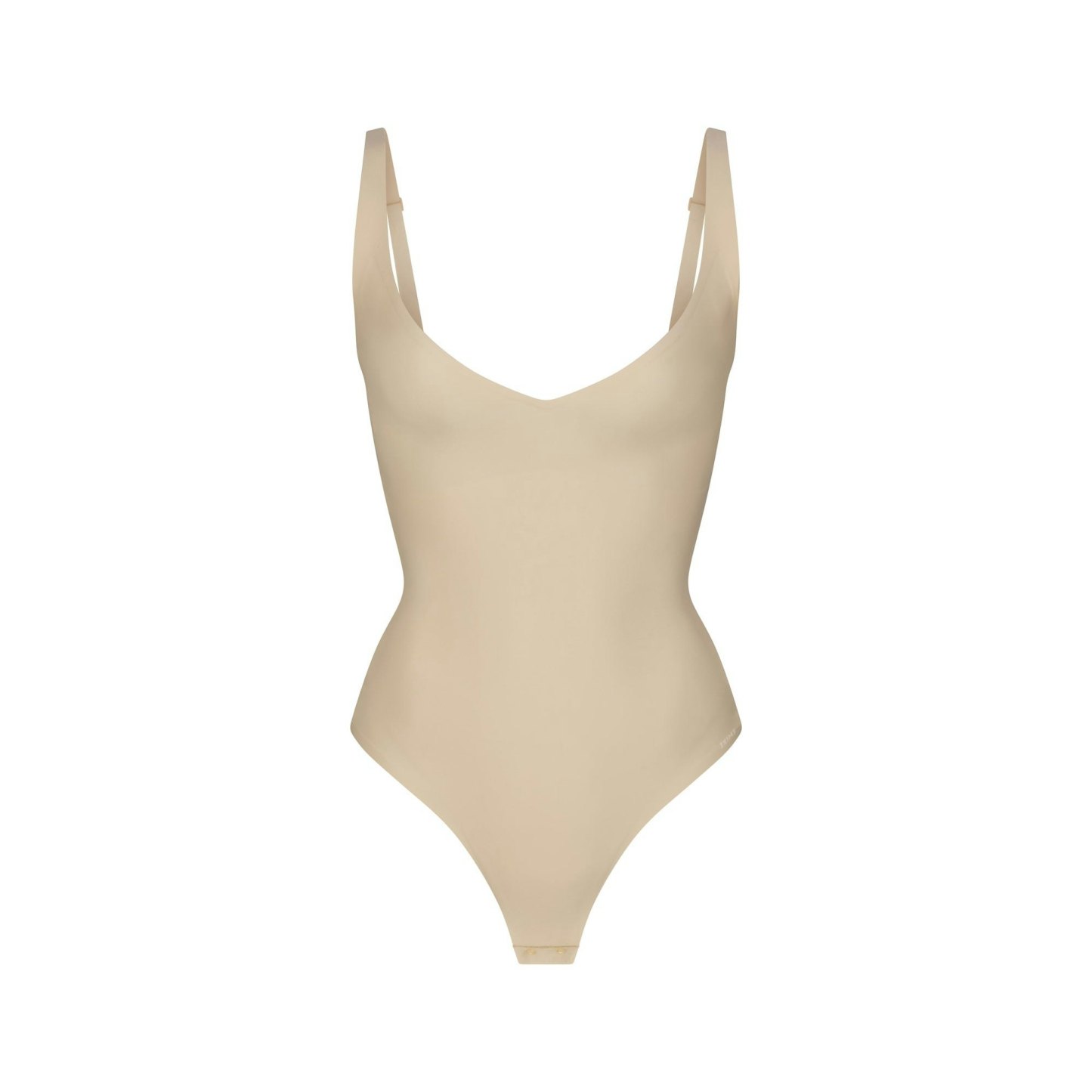 SKIMS BODY CORE SCULPT PLUNGE THONG BODYSUIT - SAND