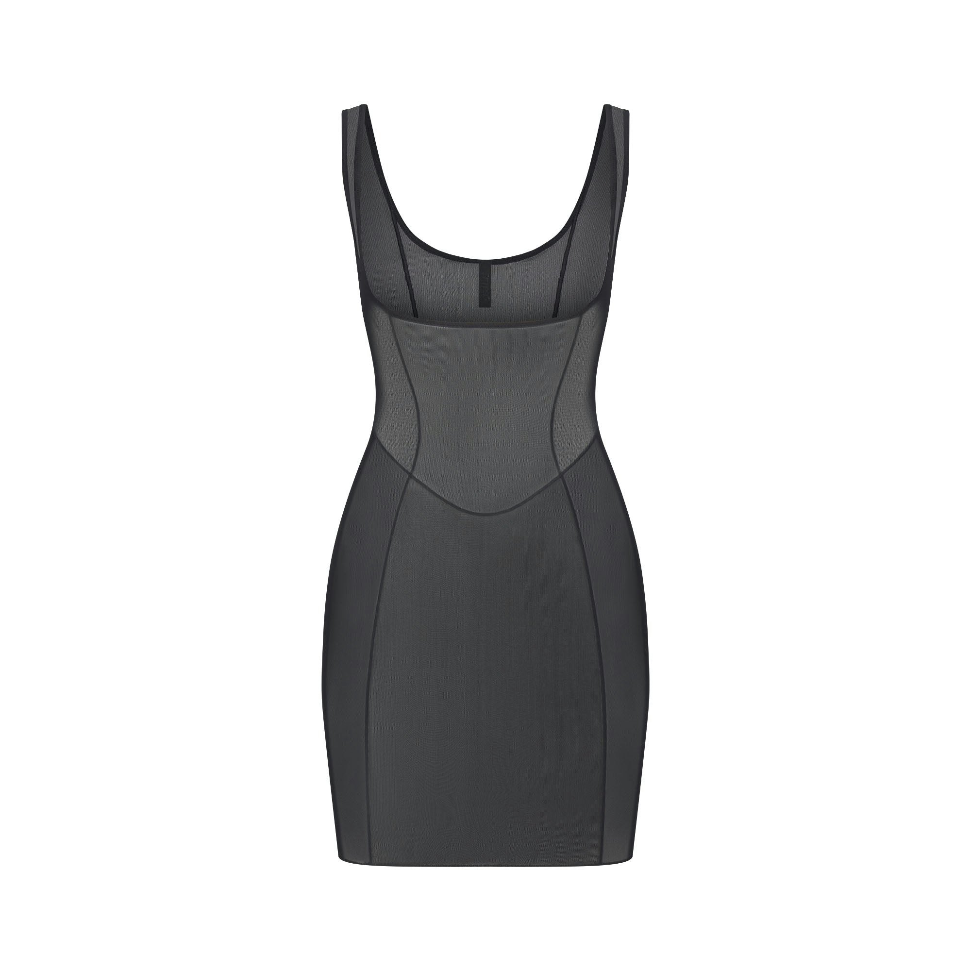 POWER MESH SHAPEWEAR OPEN BUST SLIP DRESS - ONYX