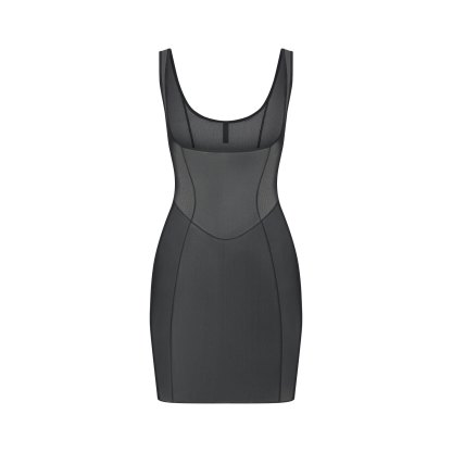 POWER MESH SHAPEWEAR OPEN BUST SLIP DRESS - ONYX