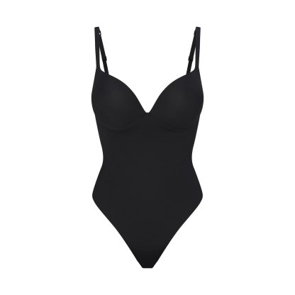 SKIMS ULTIMATE BODY PUSH-UP THONG BODYSUIT - ONYX