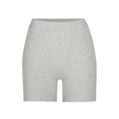COTTON RIB BOXER - LIGHT HEATHER GREY