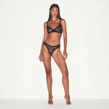 STRETCH LACE UNLINED DEMI BRA - SOOT - image 2