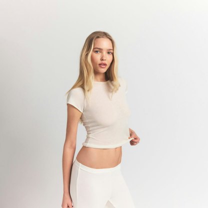 FEATHERWEIGHT CASHMERE TEE - EGRET - image 19