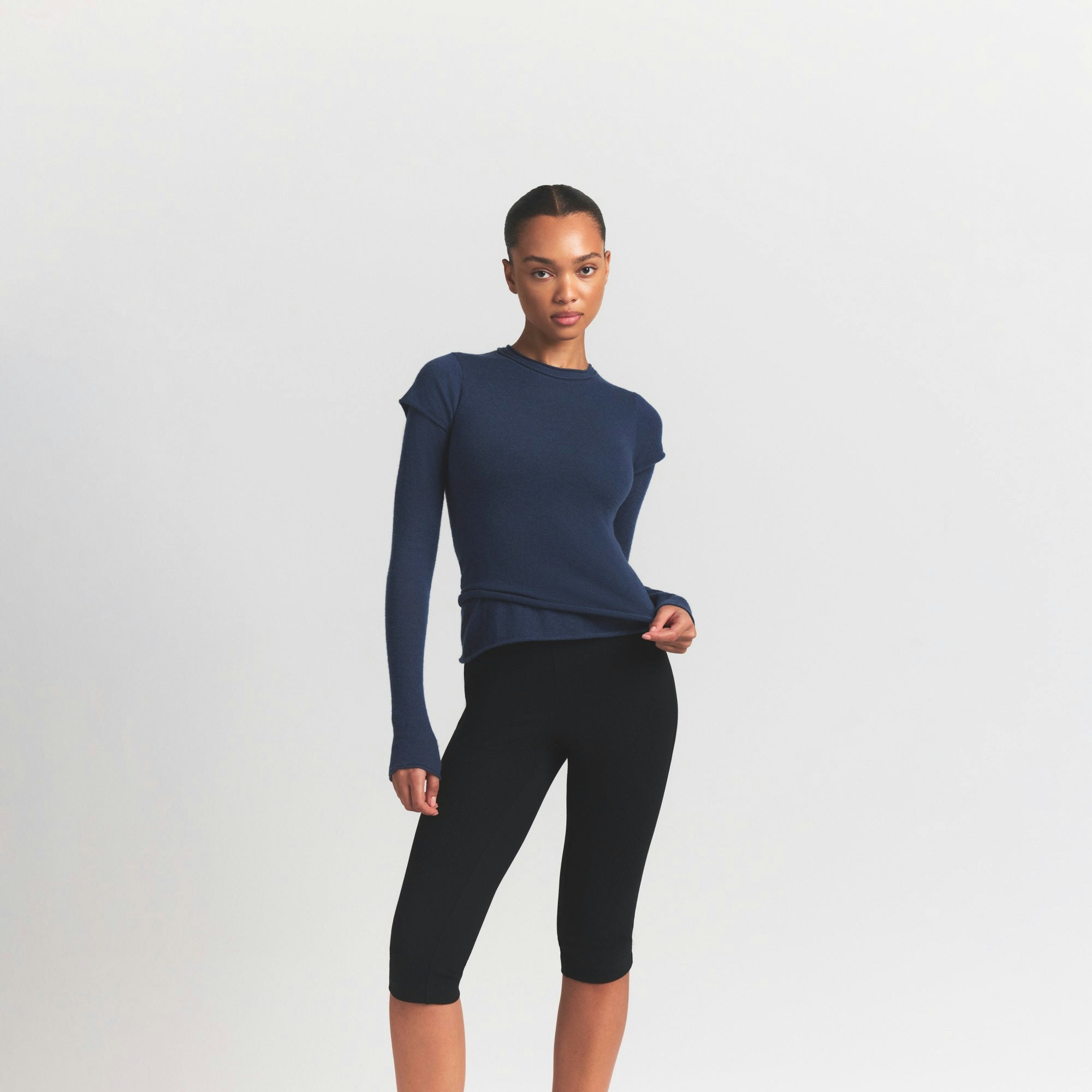FEATHERWEIGHT CASHMERE TEE - INDIGO - image 13
