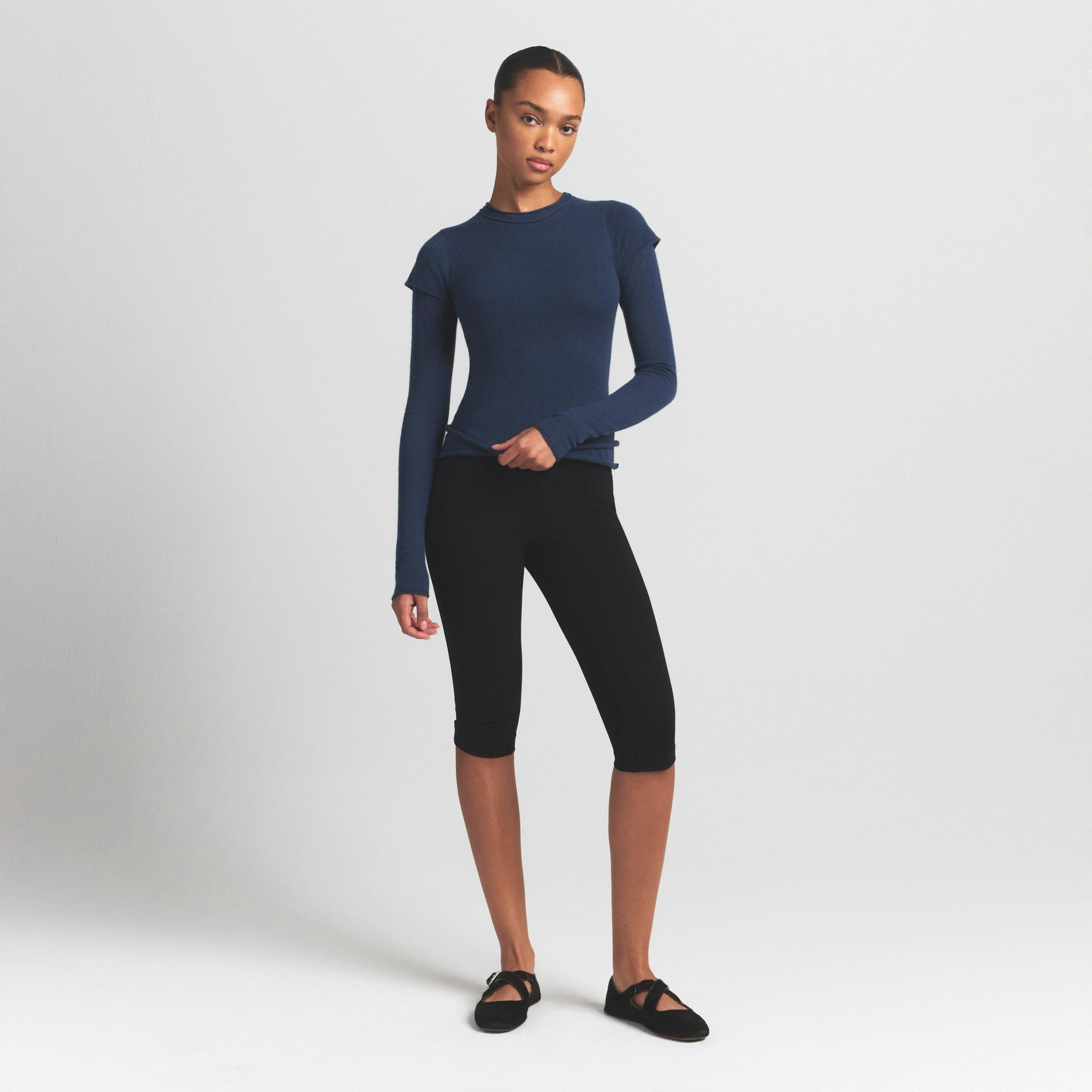 FEATHERWEIGHT CASHMERE TEE - INDIGO - image 12