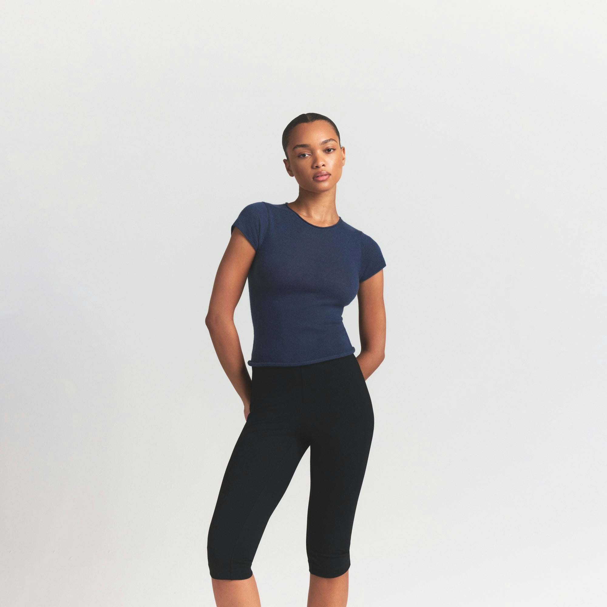 FEATHERWEIGHT CASHMERE TEE - INDIGO - image 14