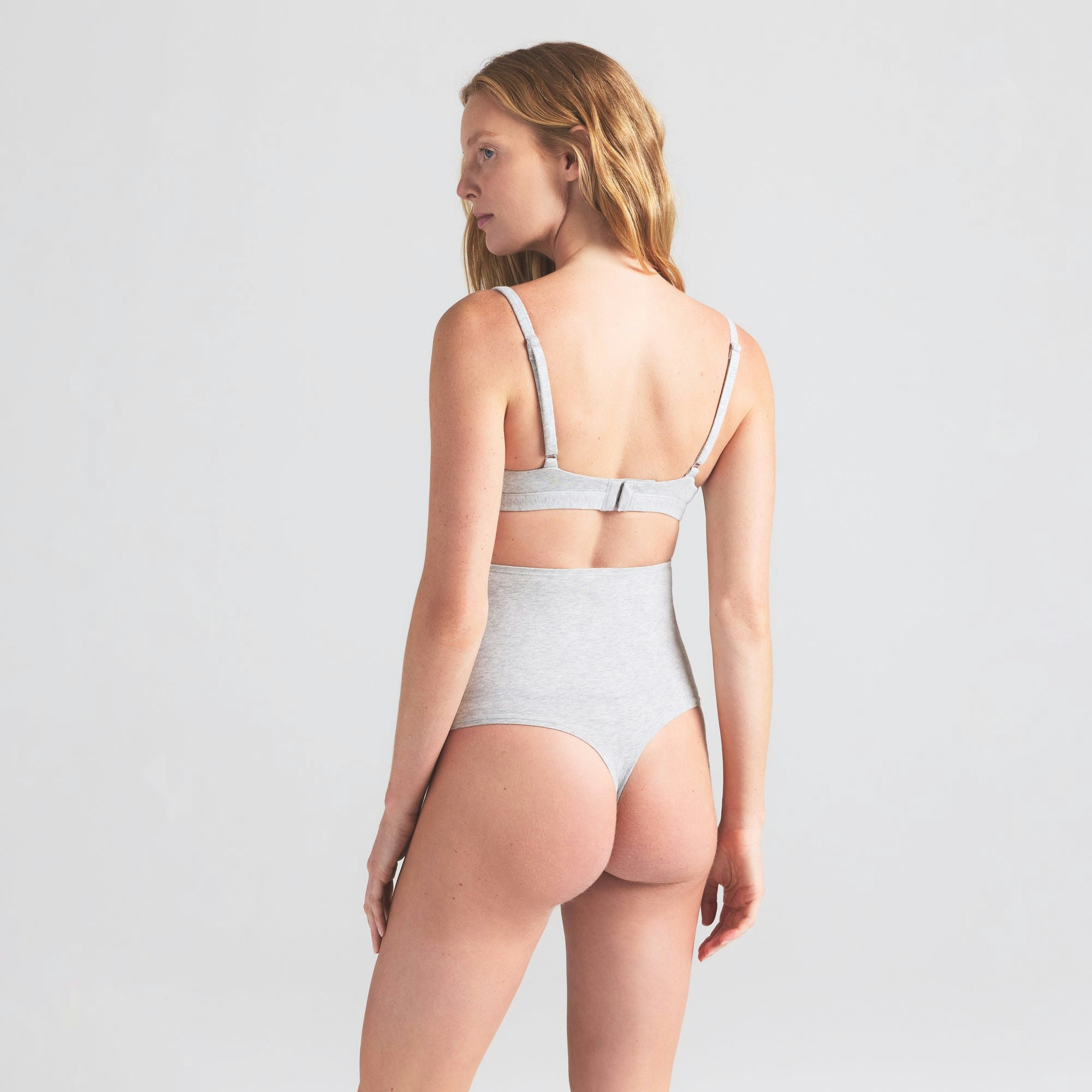 COTTON JERSEY MATERNITY HIGH-WAISTED THONG - LIGHT HEATHER GREY