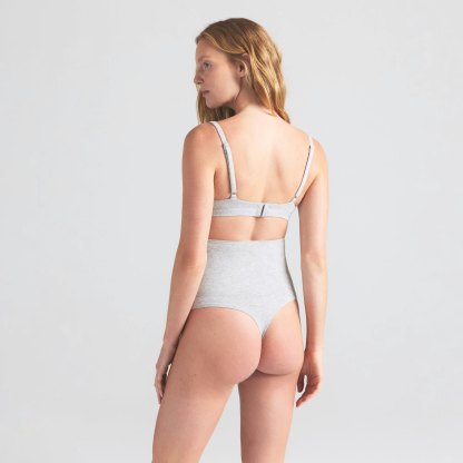 COTTON JERSEY MATERNITY HIGH-WAISTED THONG - LIGHT HEATHER GREY