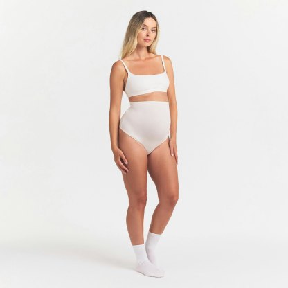 COTTON JERSEY MATERNITY HIGH-WAISTED THONG - MARBLE