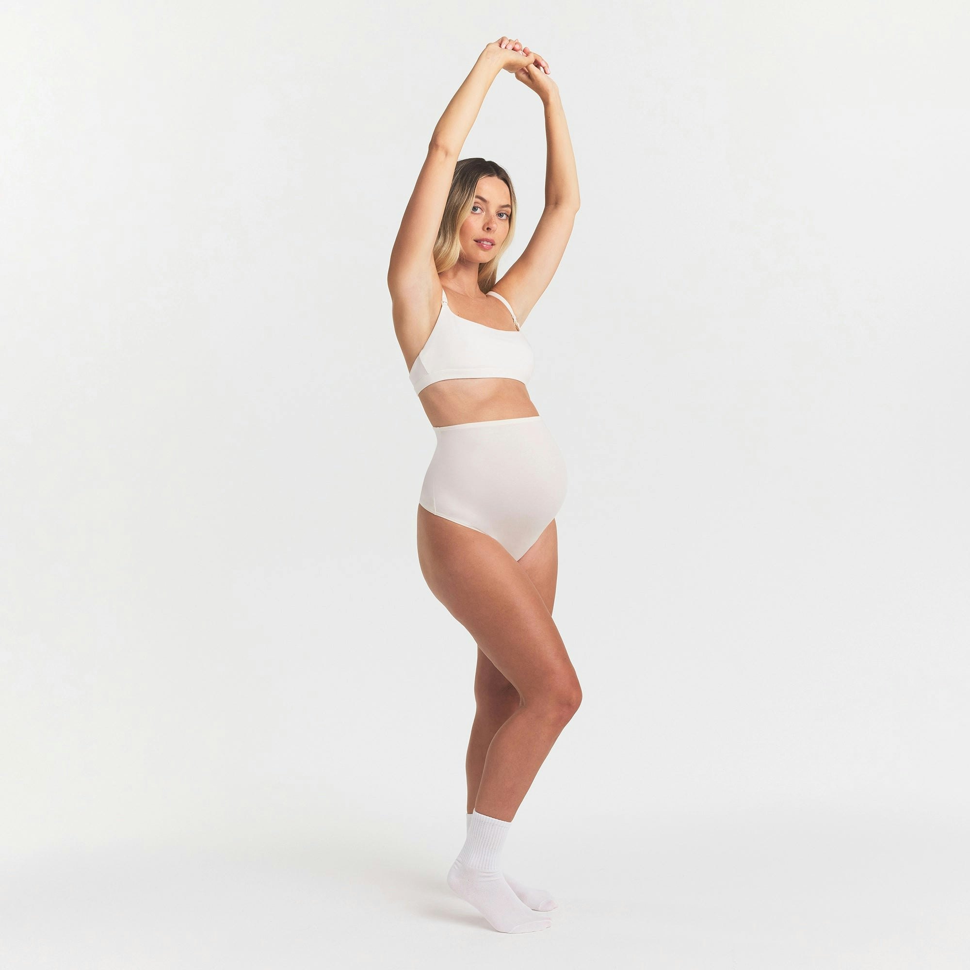 COTTON JERSEY MATERNITY HIGH-WAISTED THONG - MARBLE