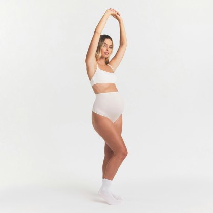 COTTON JERSEY MATERNITY HIGH-WAISTED THONG - MARBLE