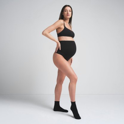 COTTON JERSEY MATERNITY HIGH-WAISTED THONG - SOOT