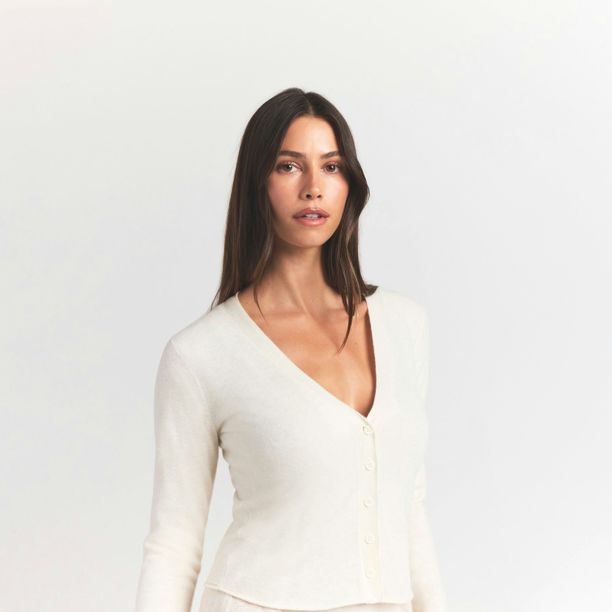 FEATHERWEIGHT CASHMERE CARDIGAN - EGRET - image 3
