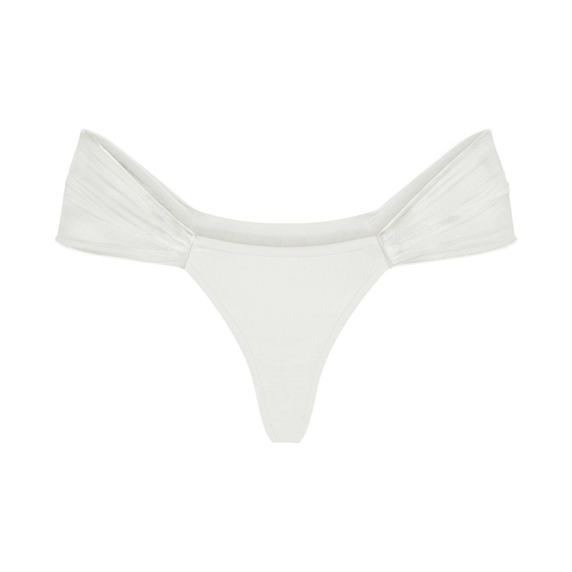 ULTRA FINE MESH DRAPED THONG - IVORY