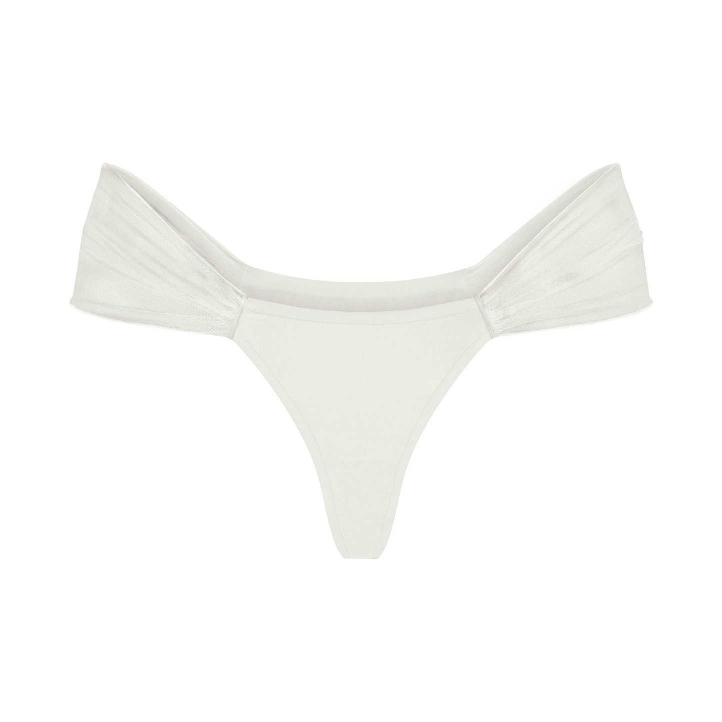 ULTRA FINE MESH DRAPED THONG - IVORY