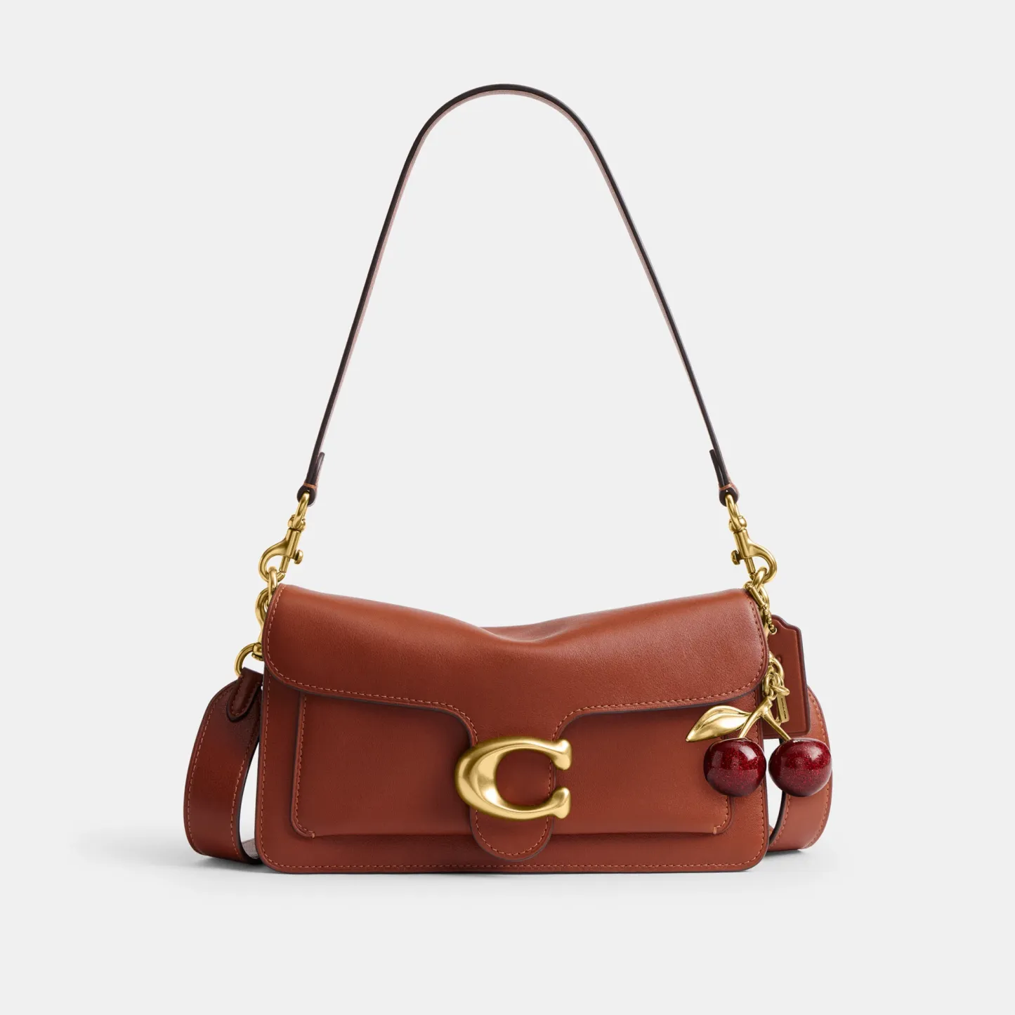 COACH®,Tabby Shoulder Bag 26,Leather,Shoulder Bag,Logo,Metal,Compact,Brass,Casual,Brown,Angle View