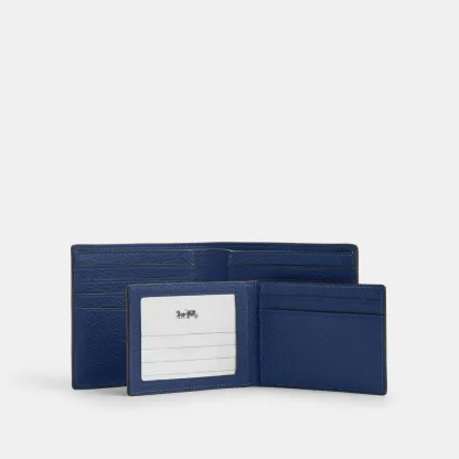 COACH®,3-In-1 Wallet,Leather,Bi Fold,Casual, Father's Day,Navy,Interior View