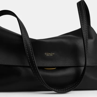COACH®,Chelsea Shoulder Bag 30,Suede,Leather,Shoulder Bag,3D Embellishment,Metal,Pendant,Lined,Brass,Casual,Black,Closer View