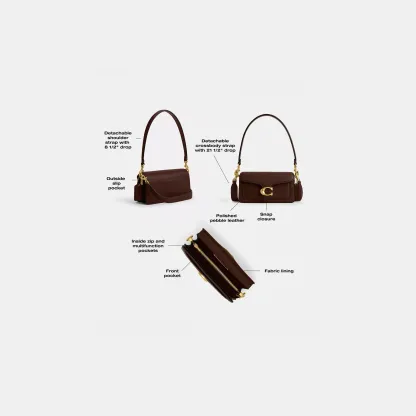 COACH®,Tabby Shoulder Bag 20,Leather,Shoulder Bag,Embossed,Metal,Logo,Day Party,Brown