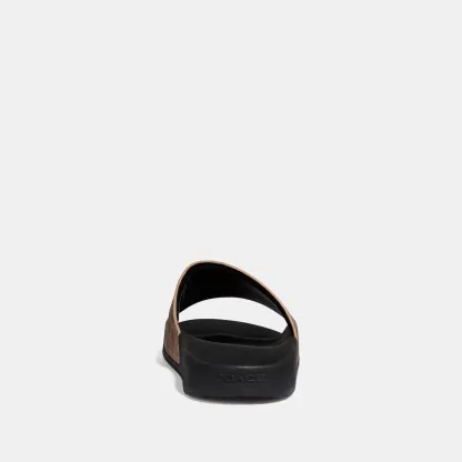 COACH®,Udele Sport Slide In Signature Canvas,Canvas,Rubber,EVA,Slides,Logo,Pull Tab,Cushioned Outsole,Casual,Brown,Alternate View