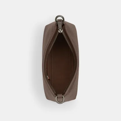 COACH®,Laurel Small Shoulder Bag,Leather,Shoulder Bag,Metal,Logo,Gold Metal,Casual,Brown,Inside View,Top View