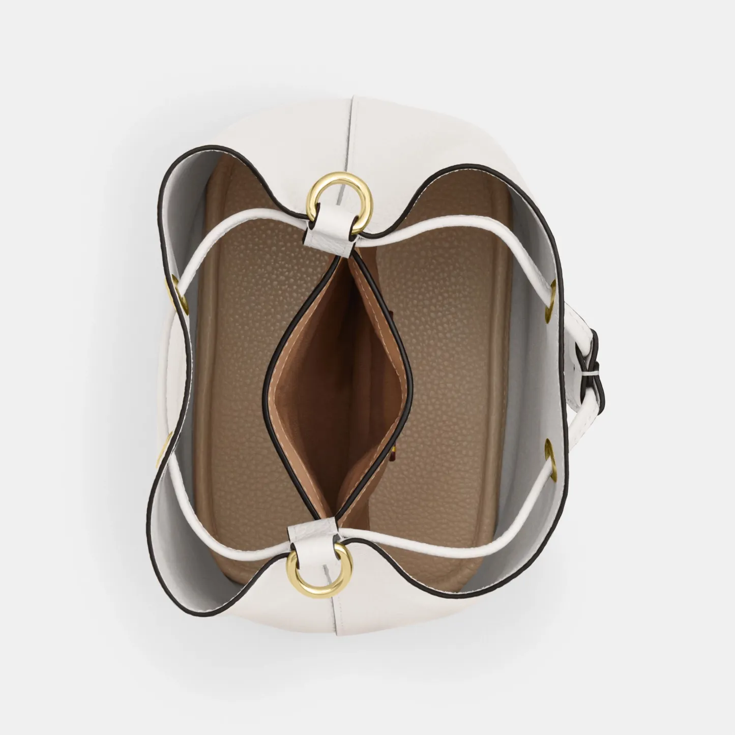 COACH®,Rowan Bucket Bag,Leather,Bucket,Metal,Logo,Casual,White,Inside View,Top View