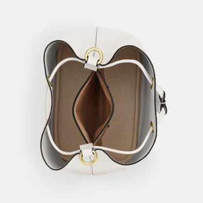 COACH®,Rowan Bucket Bag,Leather,Bucket,Metal,Logo,Casual,White,Inside View,Top View