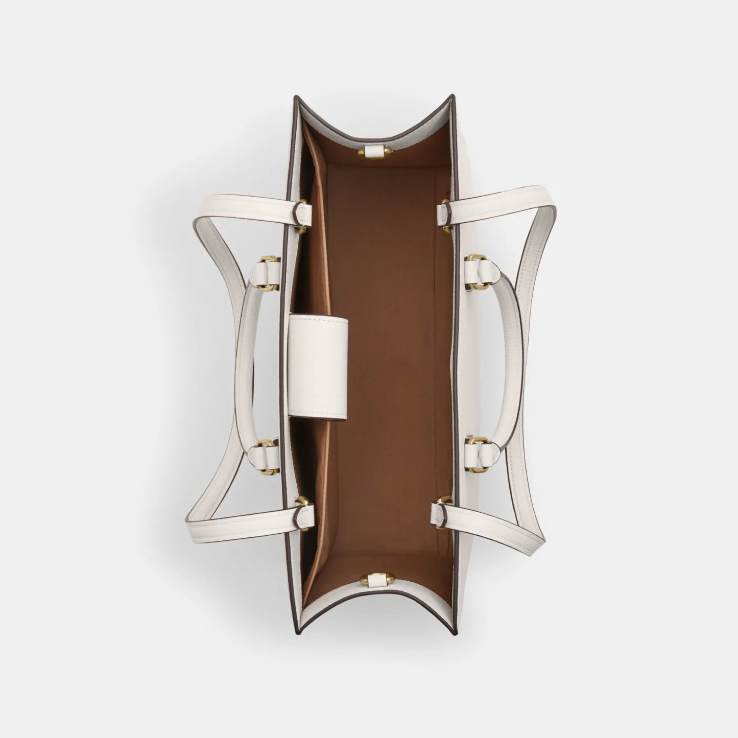 COACH®,Maggie Tote Bag,Leather,Tote,Logo,Embossed,Metal,Work,White,Inside View,Top View